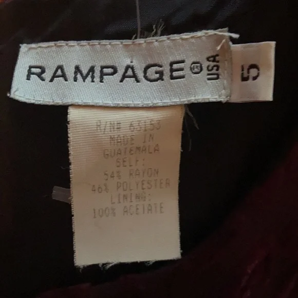 NWOT Rampage Burgundy Dress Size 5 Lined Shell 54% Rayon 46% Polyester Adorable - Picture 8 of 8